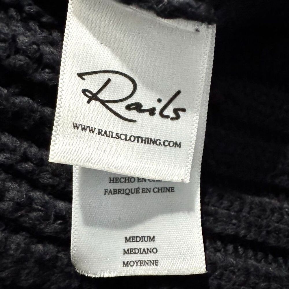 Rails Dhalia Black Eyelet Puff Sleeve BCI Cotton Blend Chunky Knit Sweater M - Picture 5 of 8